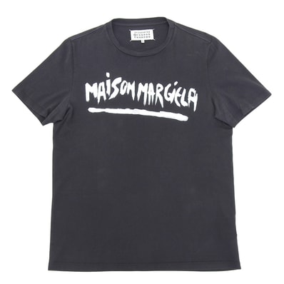 メゾンマルジェラ コットン ペイントデザインTシャツ トップス メンズ 黒 ブラック 44 S50GC416 44