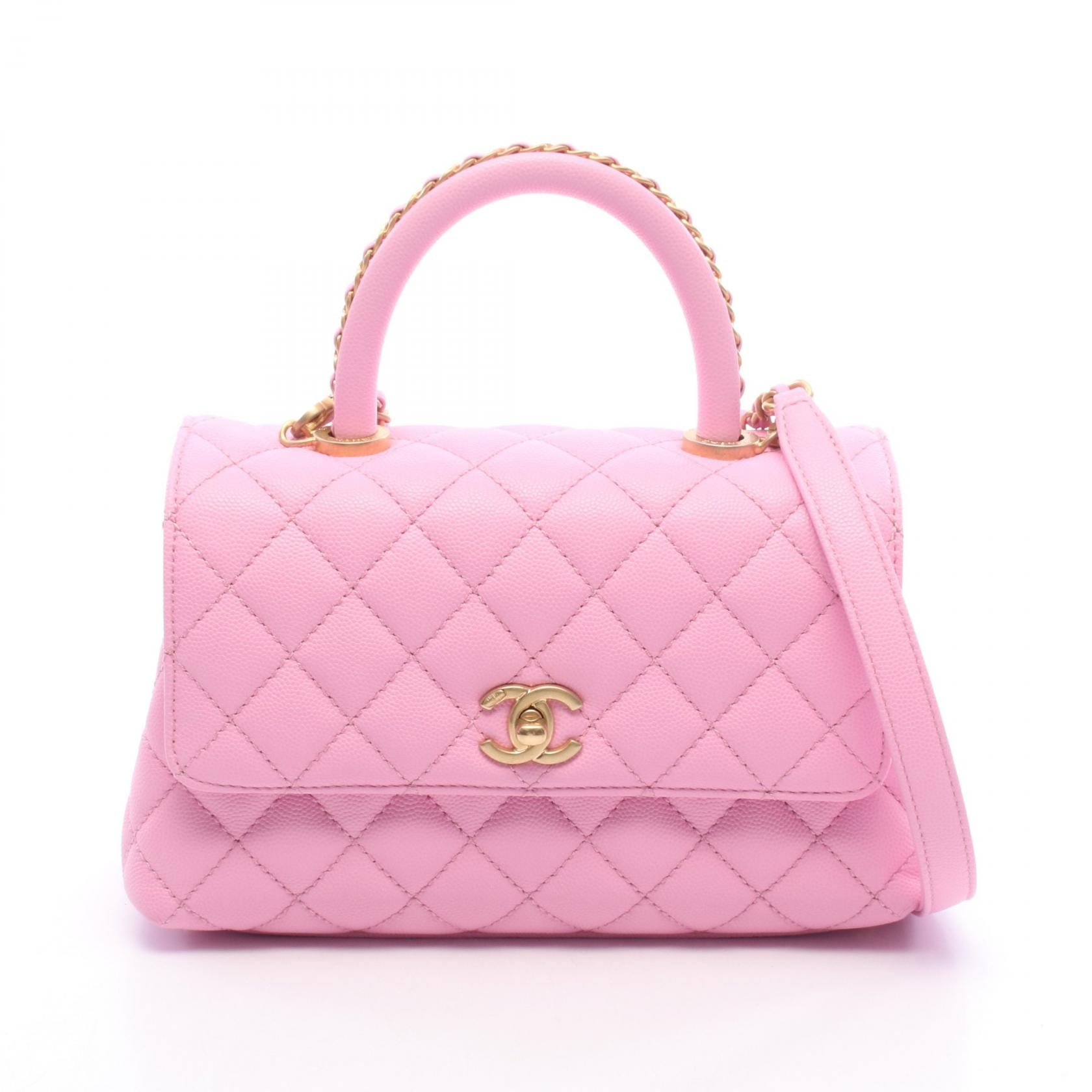 シャネル CHANEL ココハンドル フラップ マトラッセ 2WAY ハンドバッグ バッグ キャビアスキン(グレインドカーフ) レディース ピンク系 A92990 【中古】