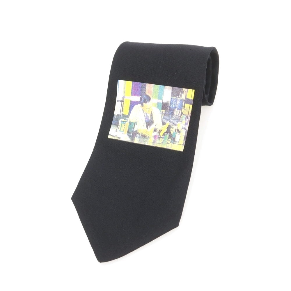 【中古】ポールスミス Paul Smith コットン プリントネクタイ ブラック【メンズ】