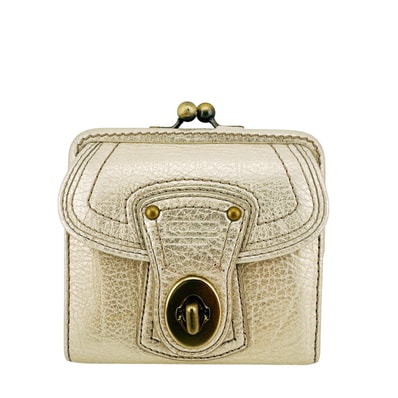 コーチ COACH 三つ折り財布 がま口折財布 シャンパンゴールド