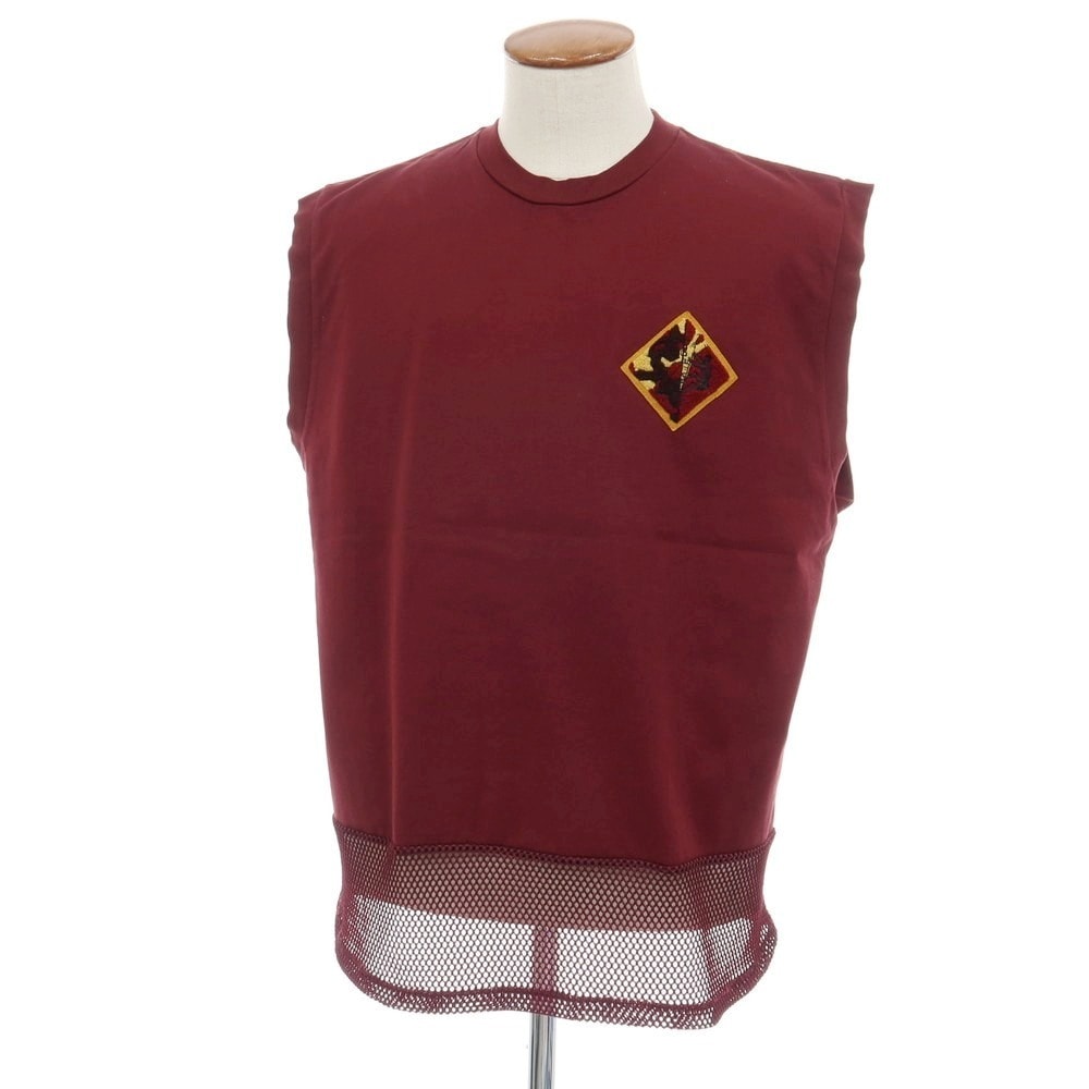 【中古】トーガ TOGA VIRILIS クルーネック メッシュ切り替え ノースリーブ カットソー ボルドー【サイズ46】【メンズ】