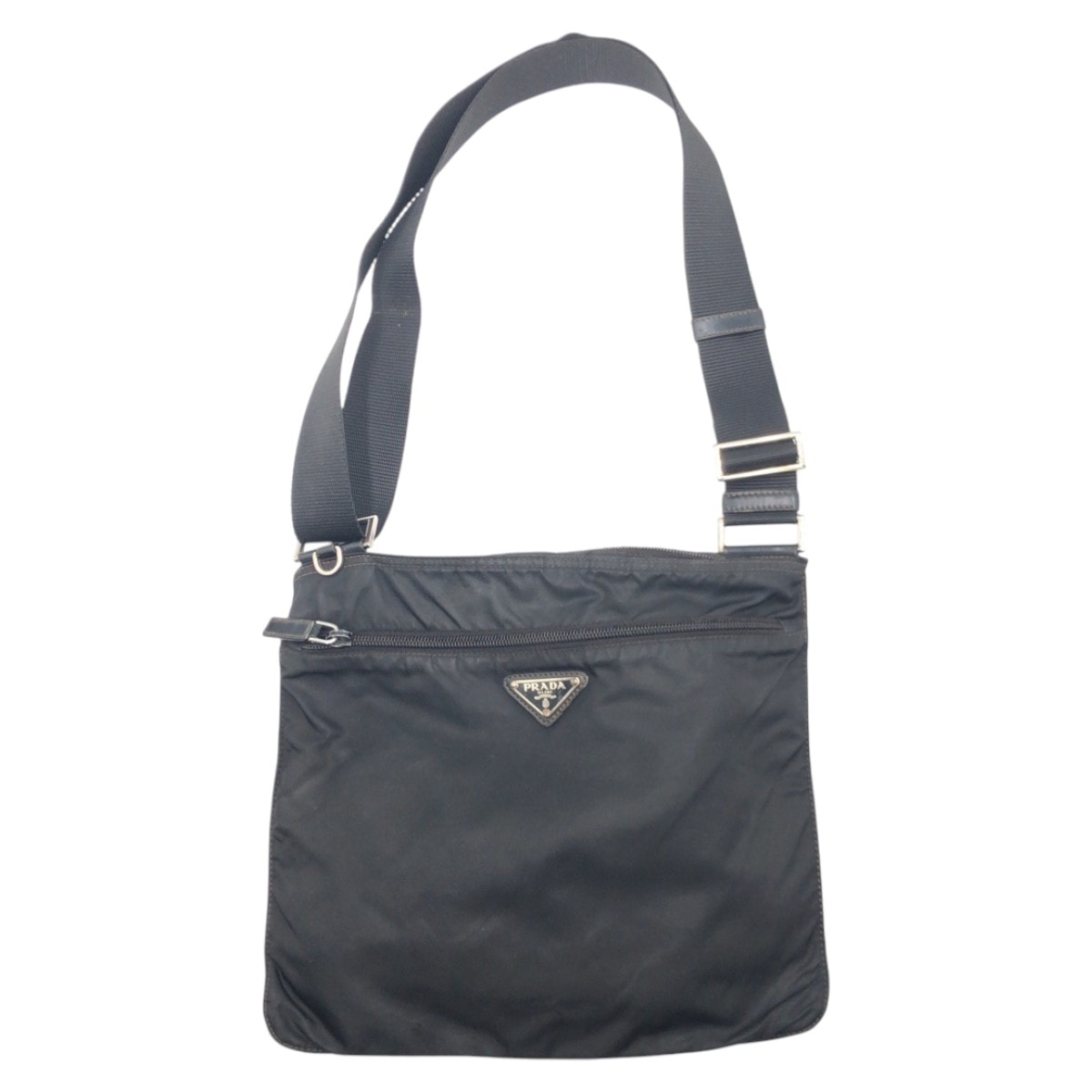 PRADA プラダ テスート 三角ロゴ ブラック 黒 ナイロン ショルダーバッグ サコッシュ 男女兼用 604352 【中古】