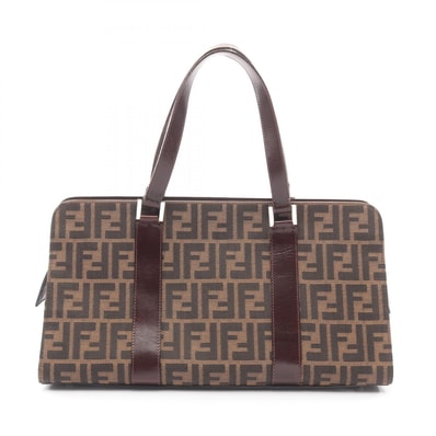 フェンディ FENDI ズッカ ハンドバッグ バッグ キャンバス レザー レディース ブラウン系 【中古】