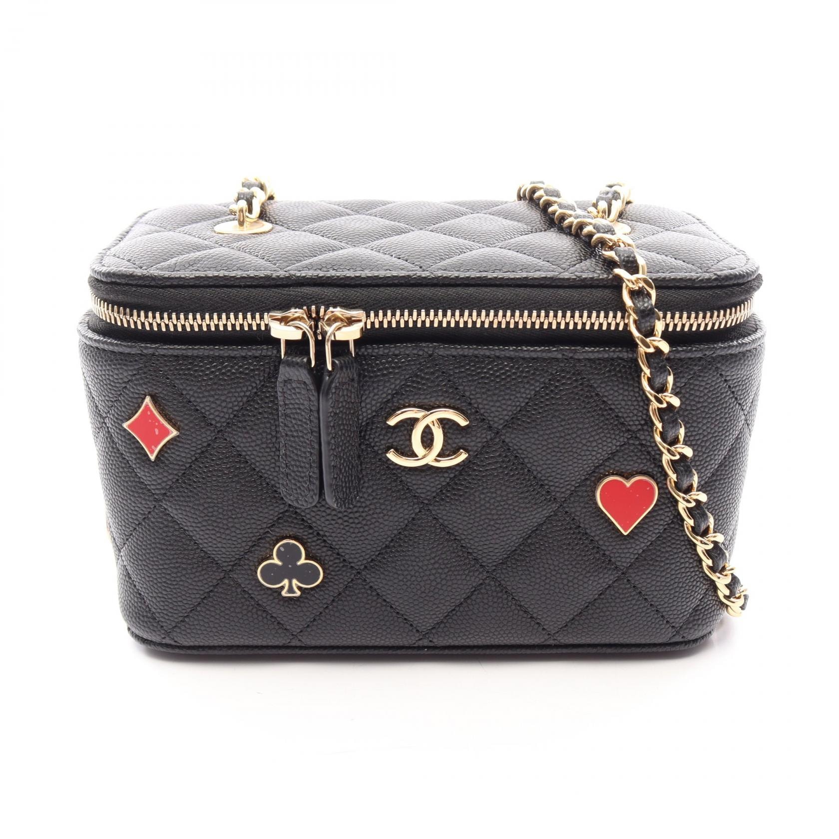 シャネル CHANEL バニティ トランプモチーフ ショルダーバッグ バッグ キャビアスキン(グレインドカーフ) レディース ブラック系 AP3079 【中古】