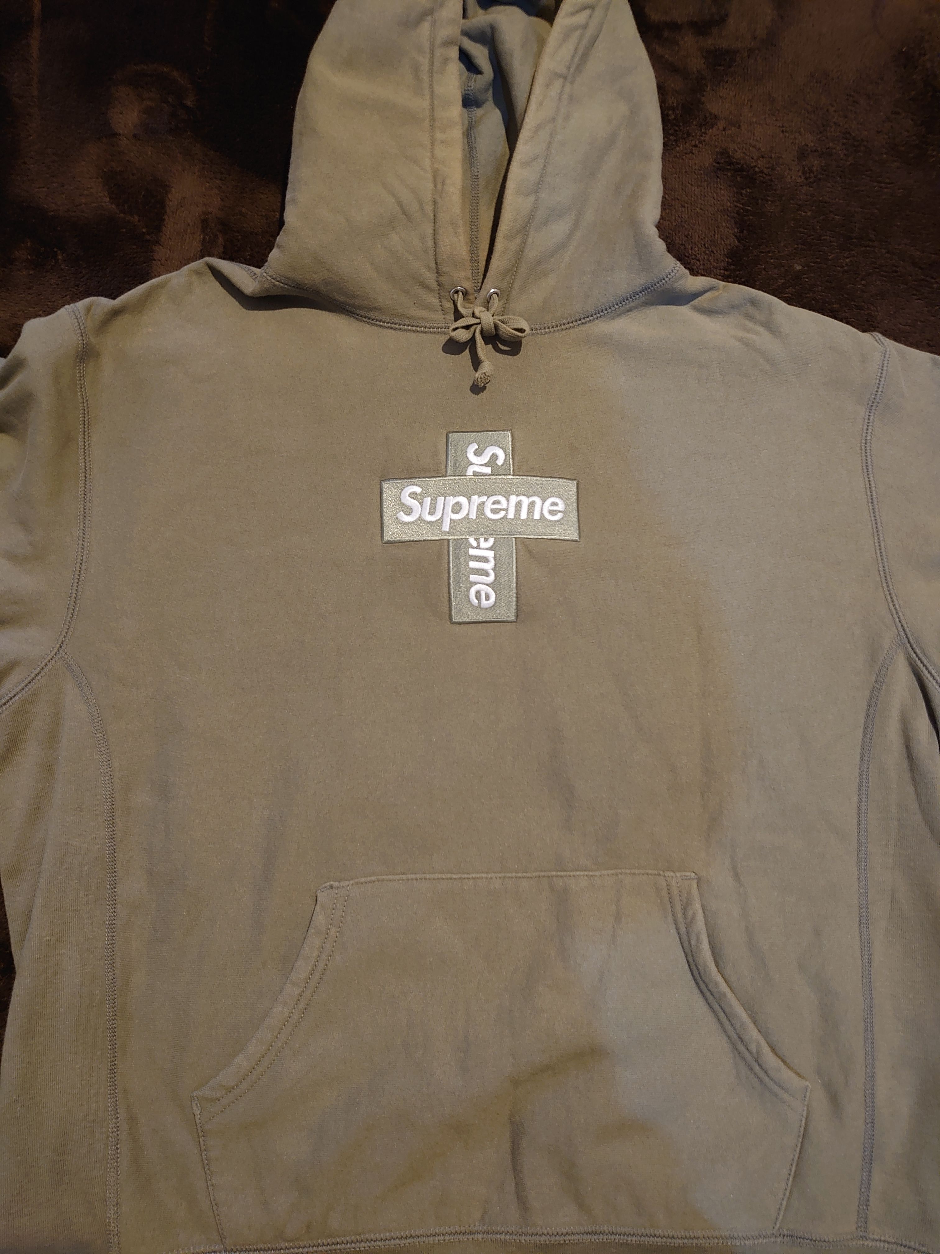 Supreme Cross Box Logo Hooded Sweatshirt "Light Olive"
