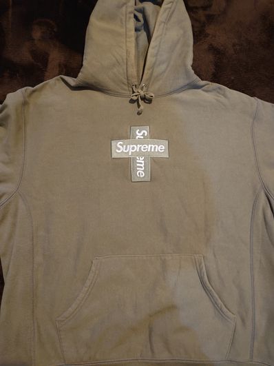 Supreme Cross Box Logo Hooded Sweatshirt "Light Olive"
