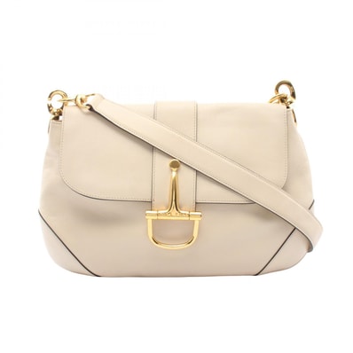 セリーヌ CELINE ロゴ ショルダーバッグ バッグ レザー レディース アイボリー系 【中古】