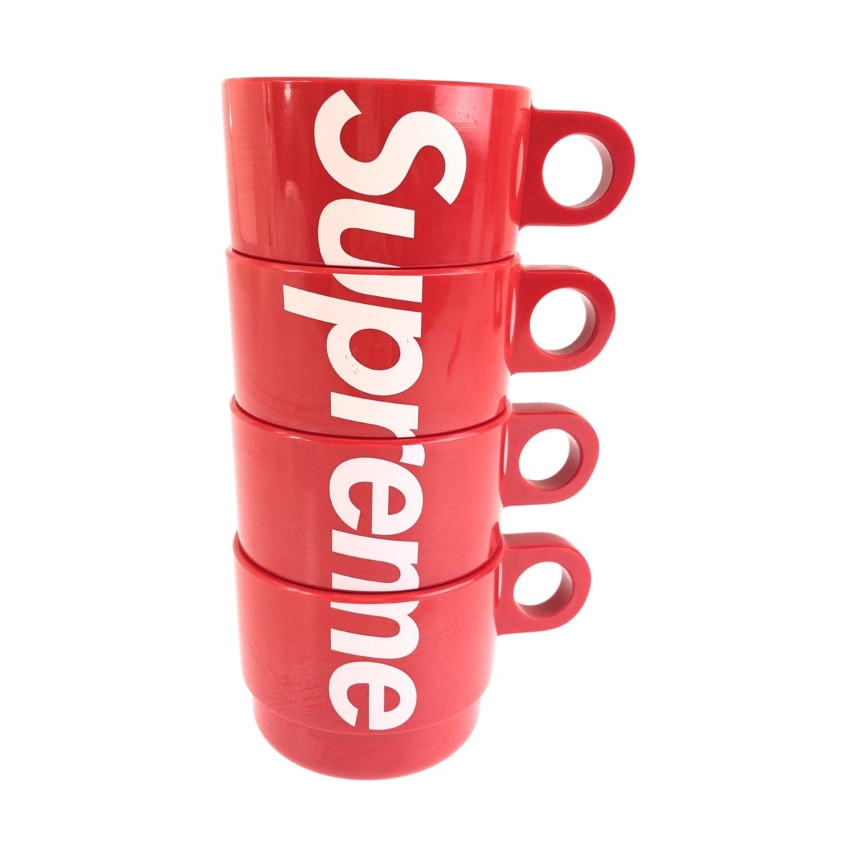 美品 Supreme シュプリーム スタッキングカップ レッド プラスチック カップ コップ マグカップ 4セット 604401 【中古】