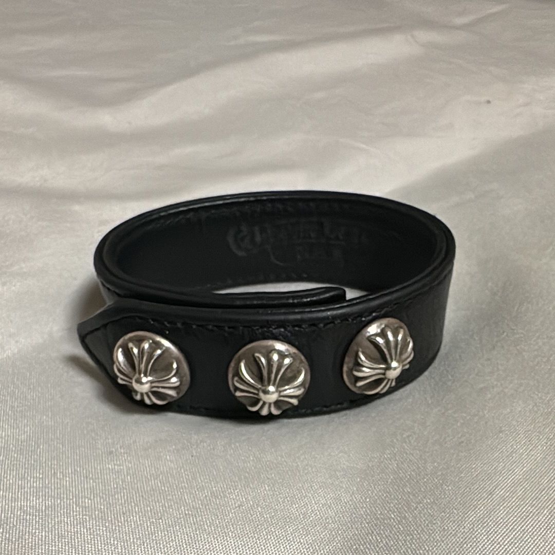 Chrome Hearts 3 Button 2 Snap Leather Bracelet "Black/Silver"
