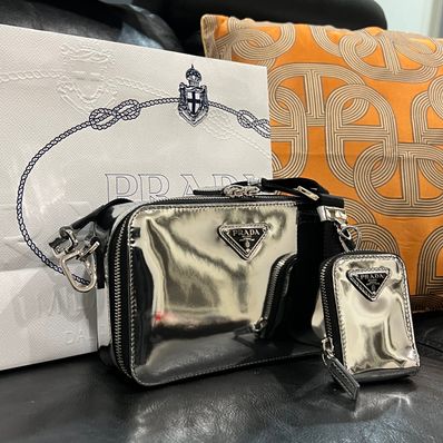 PRADA Brique Leather Bag "Silver"