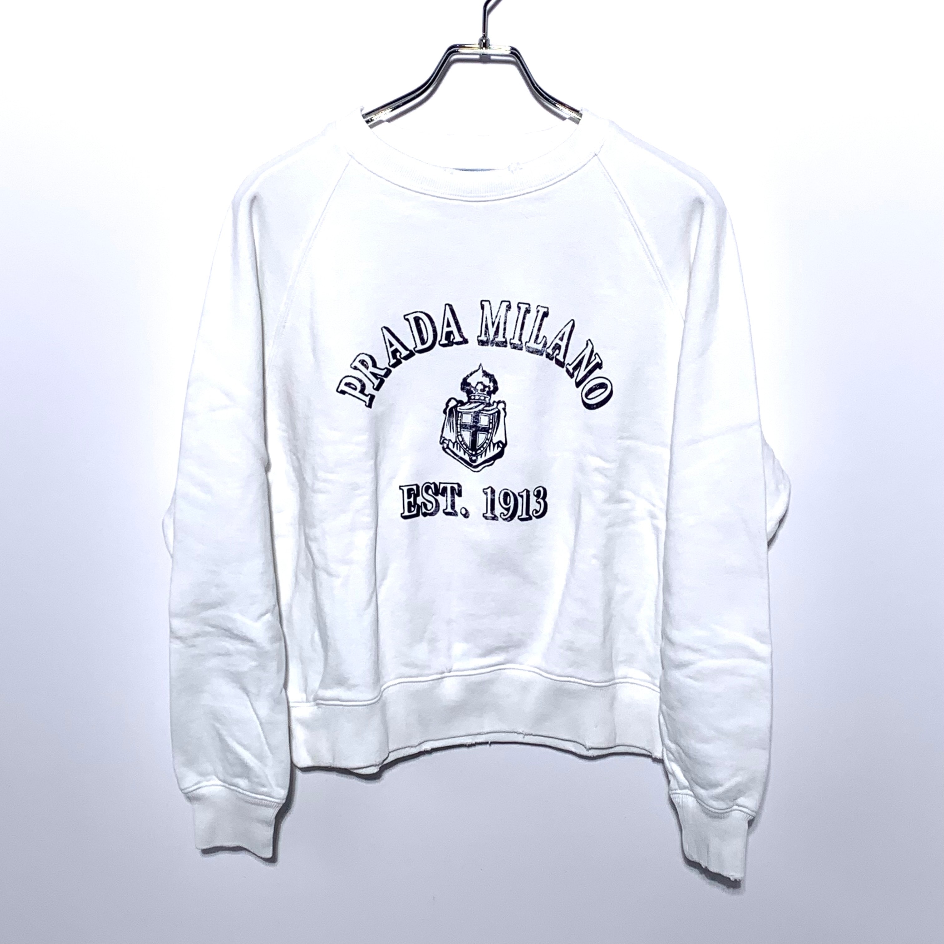 PRADA Women's Cotton Crew-Neck Sweatshirt "Blue"