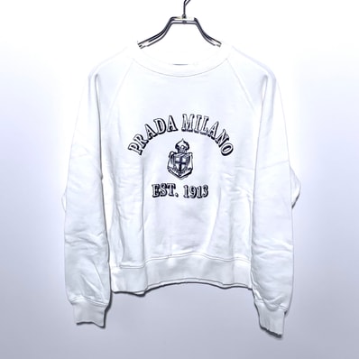 PRADA Women's Cotton Crew-Neck Sweatshirt "Blue"