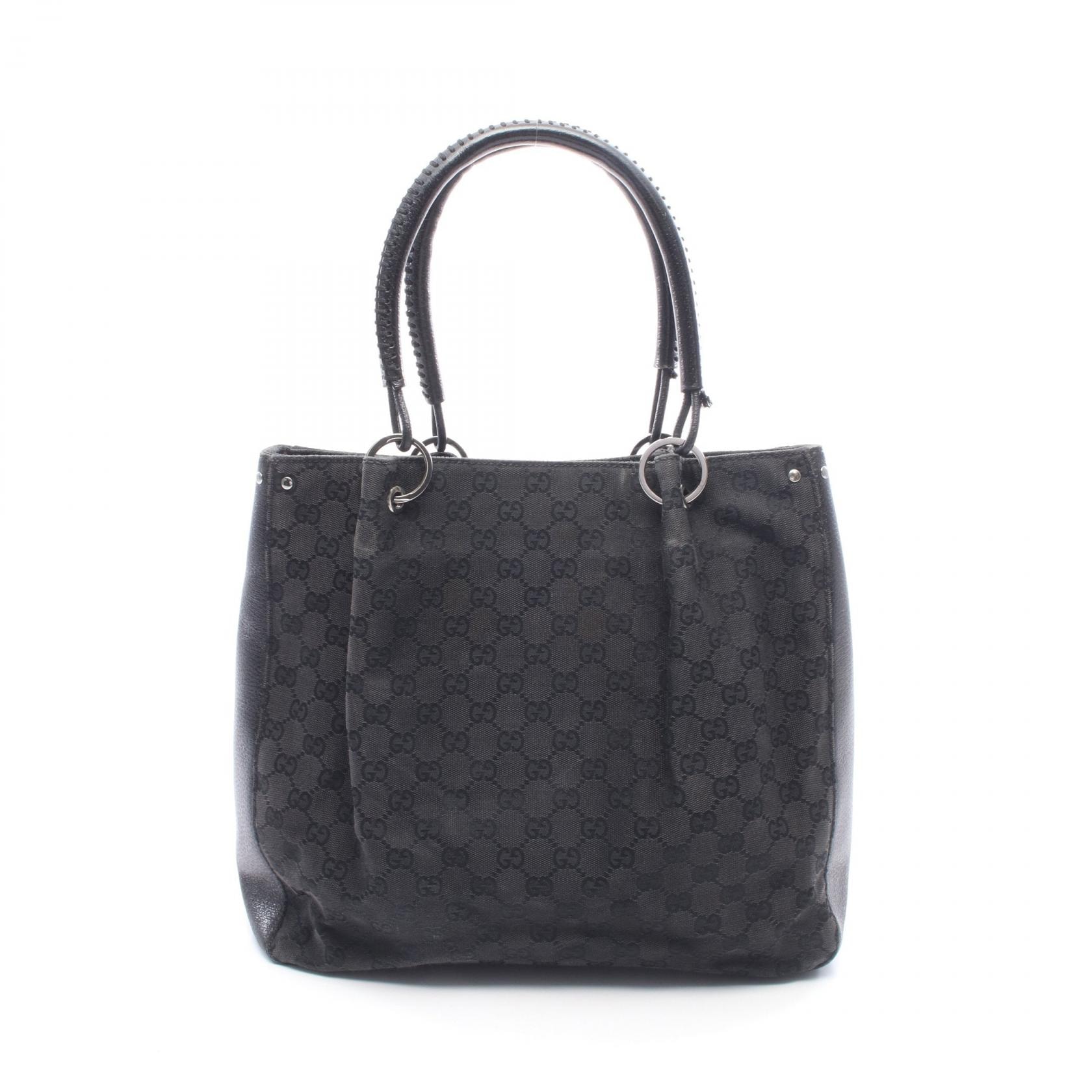 グッチ GUCCI GGキャンバス トートバッグ バッグ キャンバス レザー レディース ブラック系 115016 【中古】