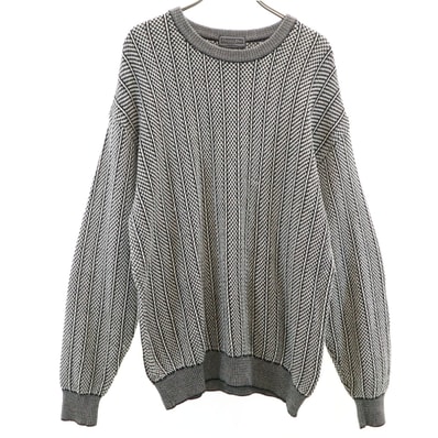 Christian Dior MONSIEUR クリスチャンディオール ムッシュ 90s オールド ストライプ柄 長袖 セーター M ホワイト ニット