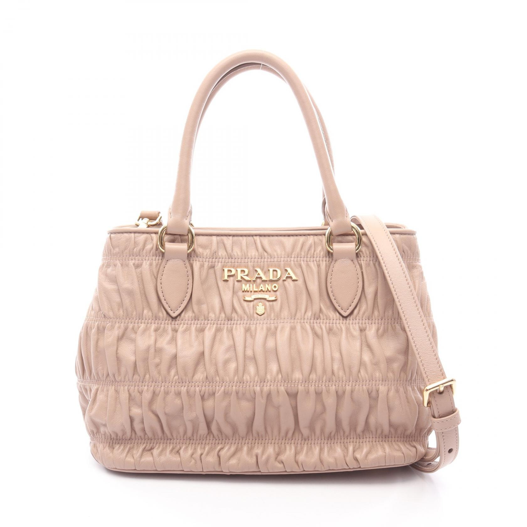 プラダ PRADA NAPPA GAUFRE'1 2WAY ハンドバッグ バッグ レザー レディース ピンク系 【中古】