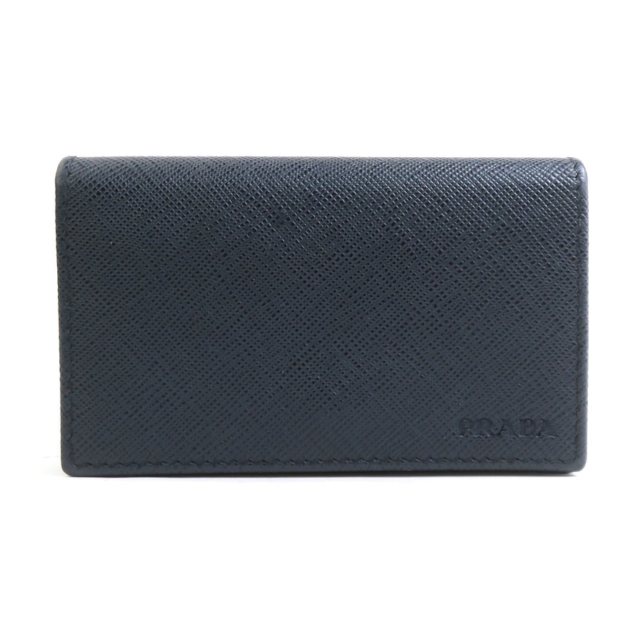 プラダ PRADA カードケース 名刺入れ レザー ネイビー メンズ【中古】 r11004a