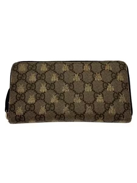 GUCCI GG Supreme Bee Zip Around Wallet "Beige"