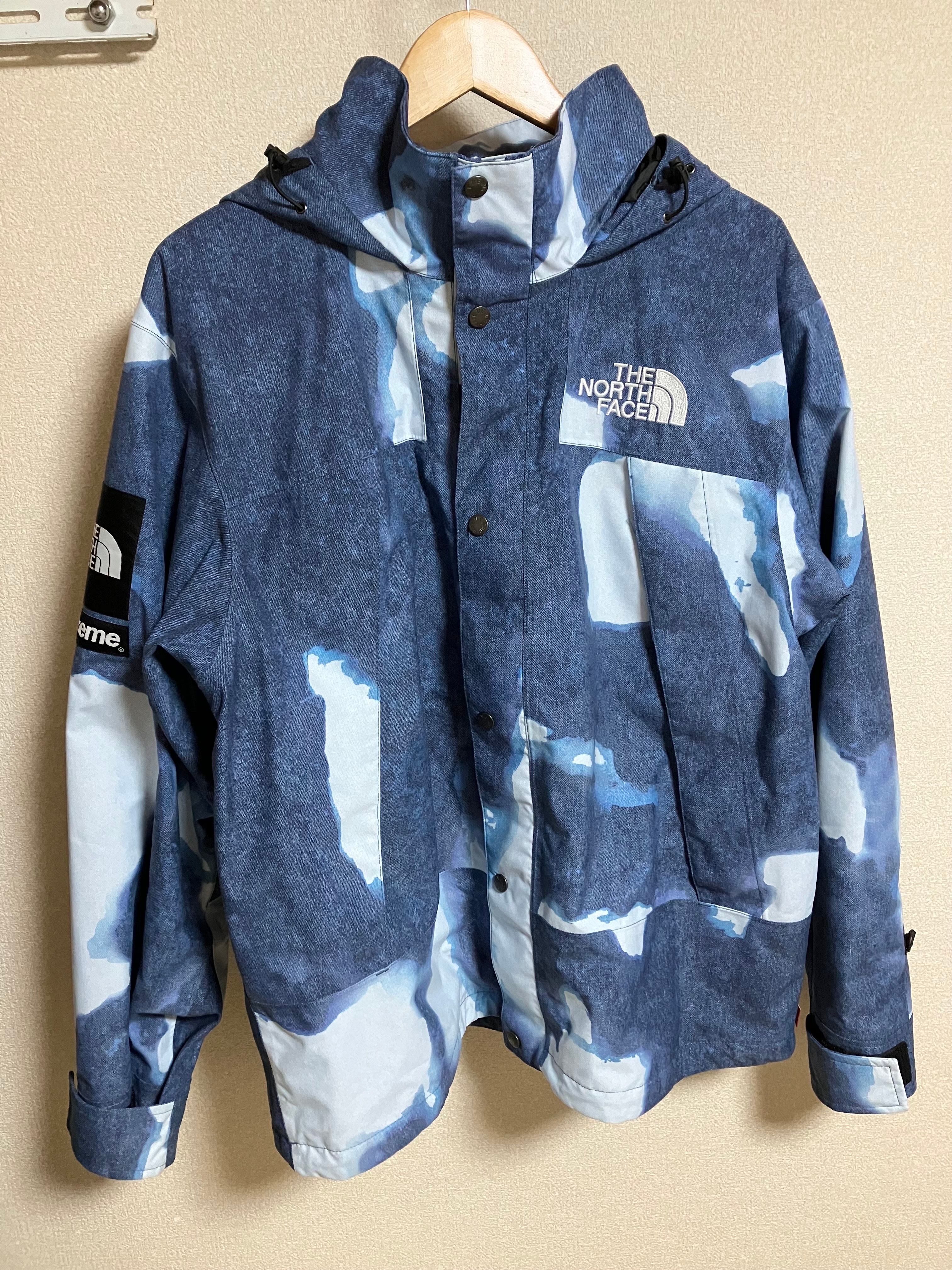 Supreme x The North Face Bleached Denim Print Mountain Jacket "Indigo"
