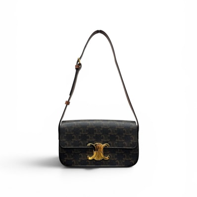 CELINE 展示品級美品 セリーヌ クロード トリオンフ ショルダーバッグ 194142 PVC レザー 2023年 ブラウン ハンドバッグ ワンショルダー 肩掛け TRIOMPHE SAランク 鑑定済 中古 セリーヌバッグ