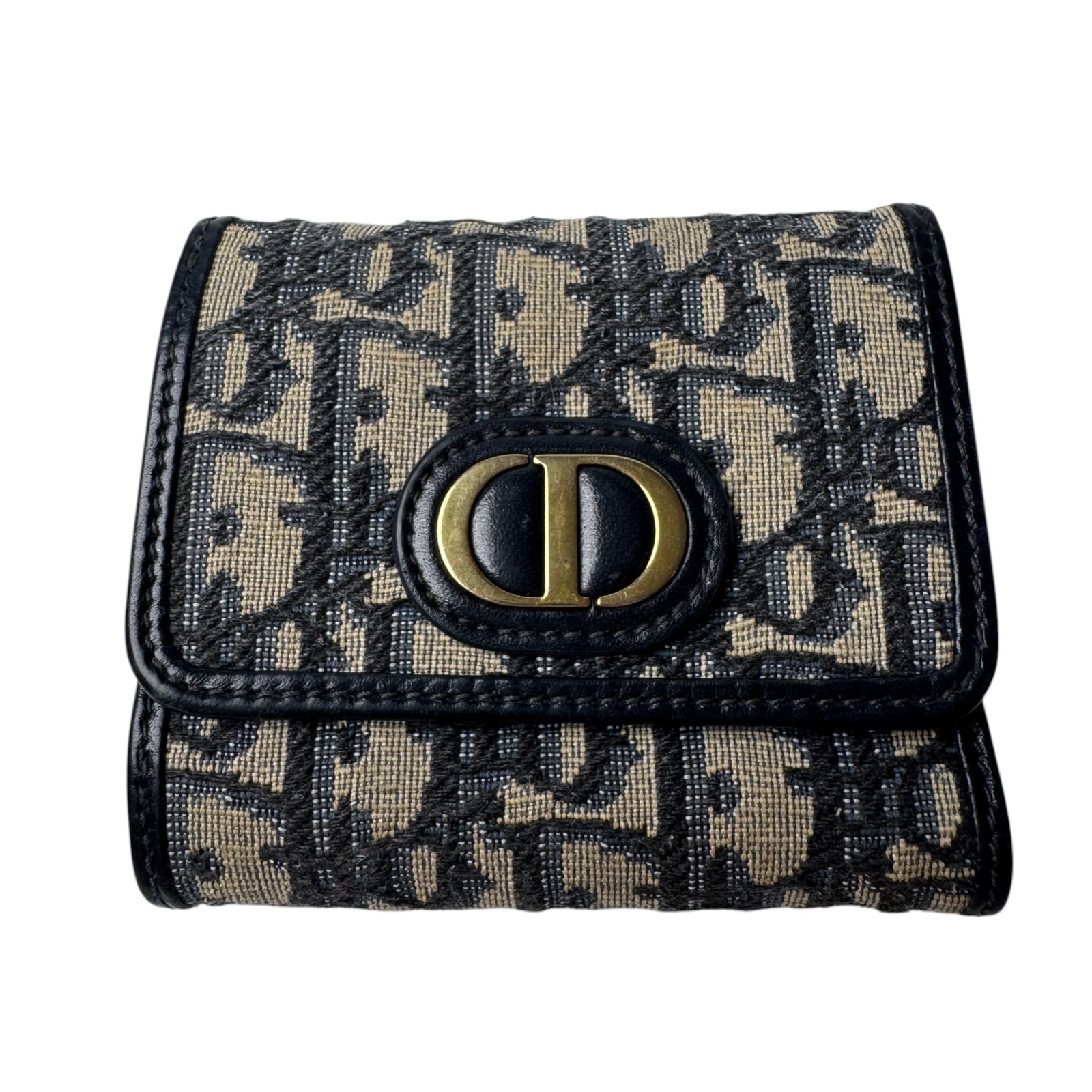 ディオール Dior オブリーク 三つ折り財布 ネイビー レディース