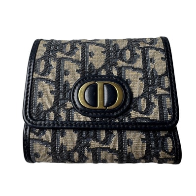 ディオール Dior オブリーク 三つ折り財布 ネイビー レディース