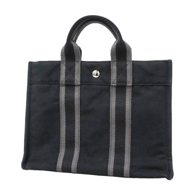 【6ic4590】エルメス トートバッグ フールトゥPM キャンバス ブラック シルバー金具【中古】メンズ レディース ユニセックス