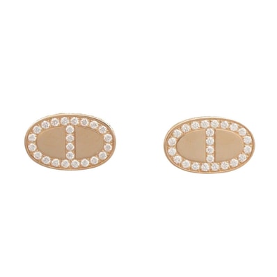 エルメス HERMES シェーヌダンクルコントゥール ピアス ジュエリー K18PG(ピンクゴールド) ダイヤモンド レディース ゴールド系 / クリア系 6557220 【中古】