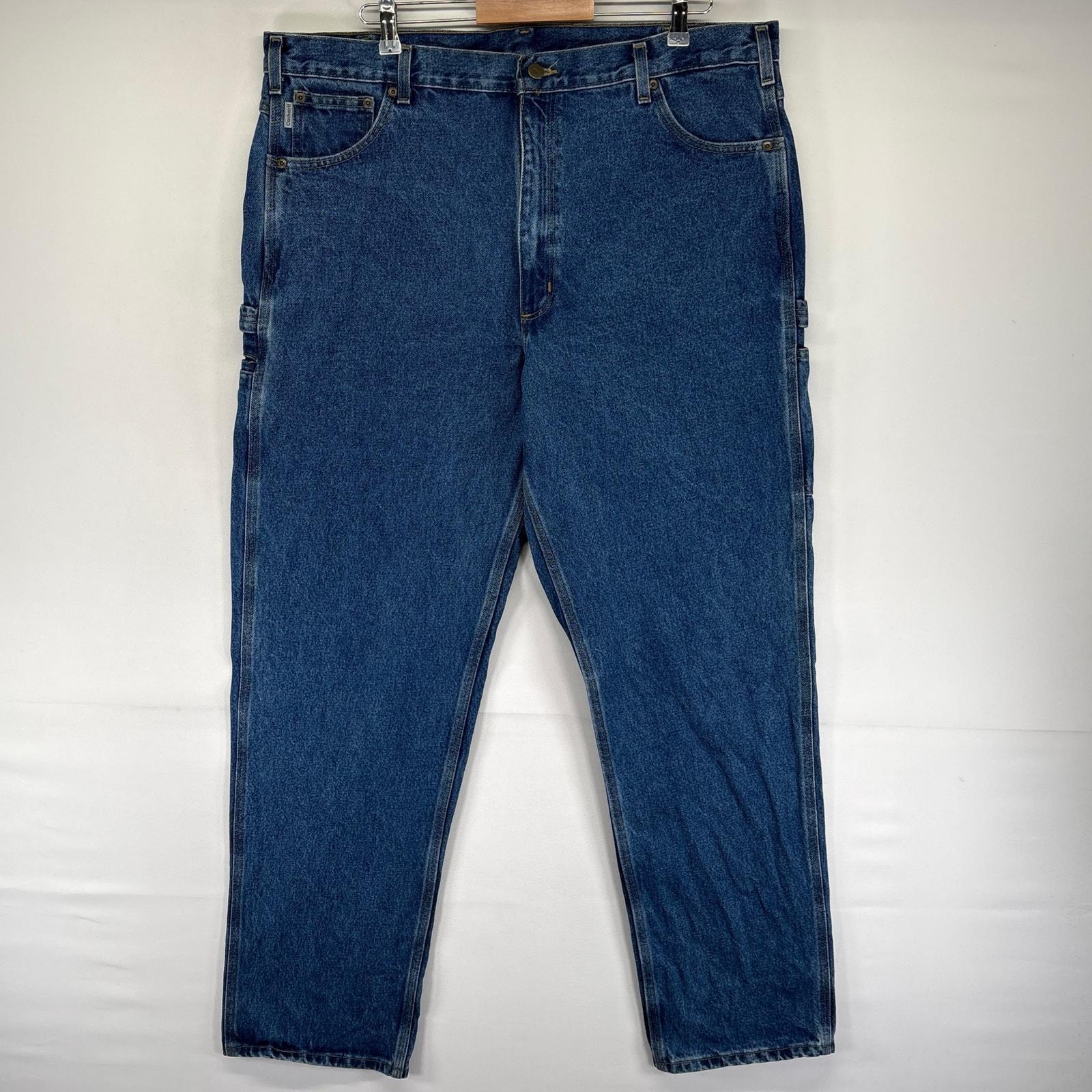 古着 カーハート Carhartt デニム パンツ ペインター ワンポイントロゴ 大きいサイズ ハンマーループ W42 L34  ブルー系 メンズ