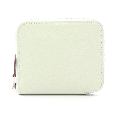 エルメス HERMES アザップコンパクト シルクイン ラウンド財布 財布 レザー ヴォーエプソン ヴォーエプソン ヴェールフィズ U刻印(2022年製造) レディース グリーン系 【中古】