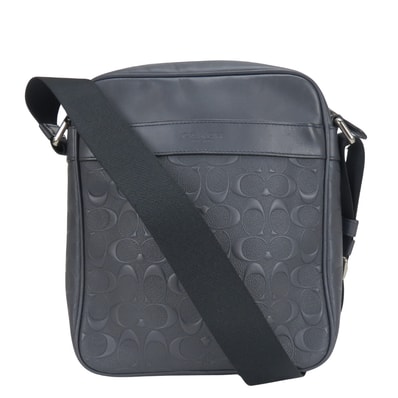 【中古】 コーチ ショルダーバッグ シグネチャー F11741 レザー ミッドナイトネイビー ブラック ネイビー系 グレー系 斜め掛け メンズ 男性 COACH