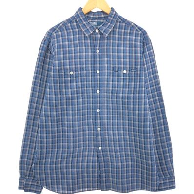 古着 ラルフローレン Ralph Lauren チェック柄 長袖 リネン×コットンシャツ メンズL相当/eaa551818