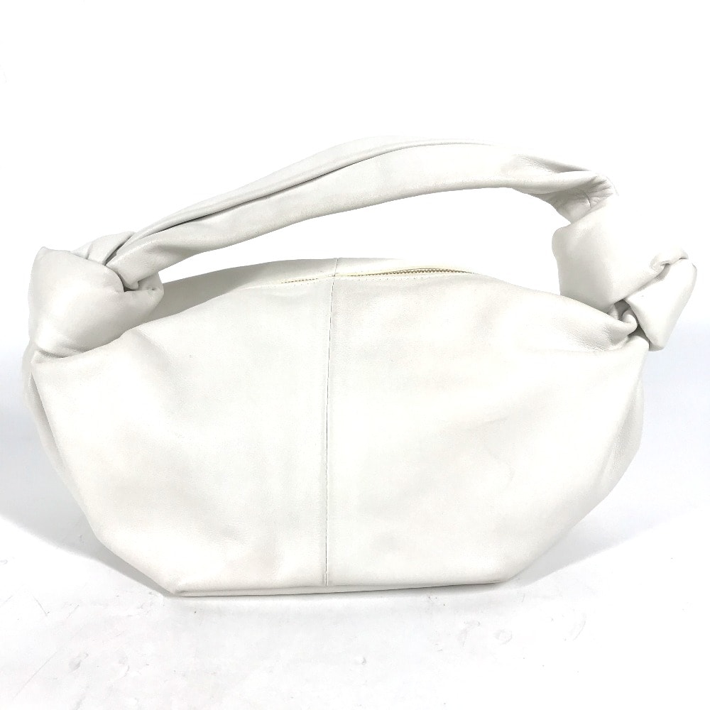 ボッテガヴェネタ BOTTEGA VENETA ダブルノット ポーチ ミニ ハンドバッグ レザー ホワイト