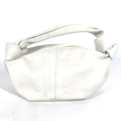 ボッテガヴェネタ BOTTEGA VENETA ダブルノット ポーチ ミニ ハンドバッグ レザー ホワイト