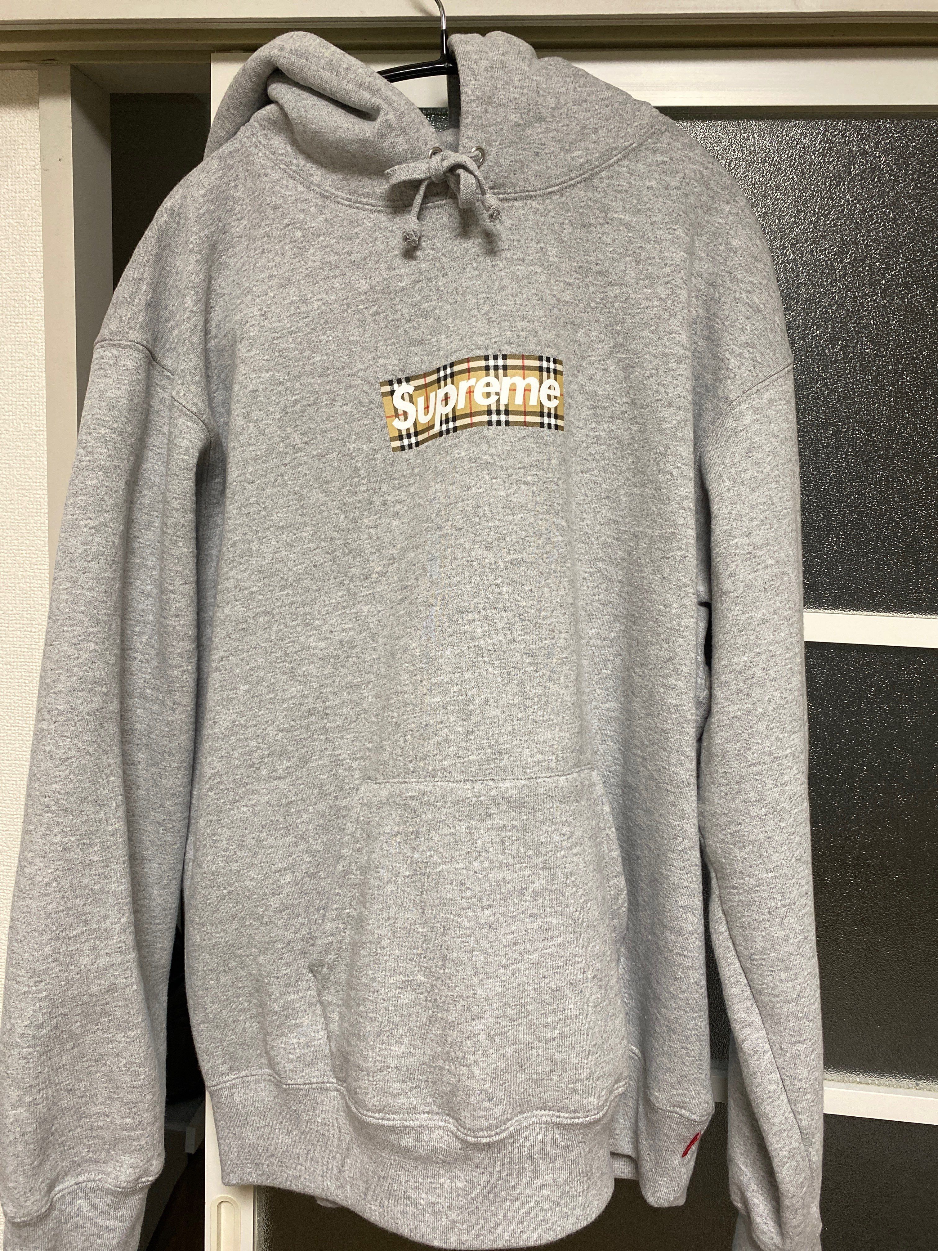 Supreme / Burberry Box Logo Hooded Sweatshirt "Heather Grey"