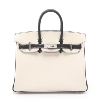 エルメス HERMES バーキン25 ハンドバッグ バッグ レザー シェーブル ナタ K刻印(2025年製造) レディース ホワイト系 / ブラック系 【中古】