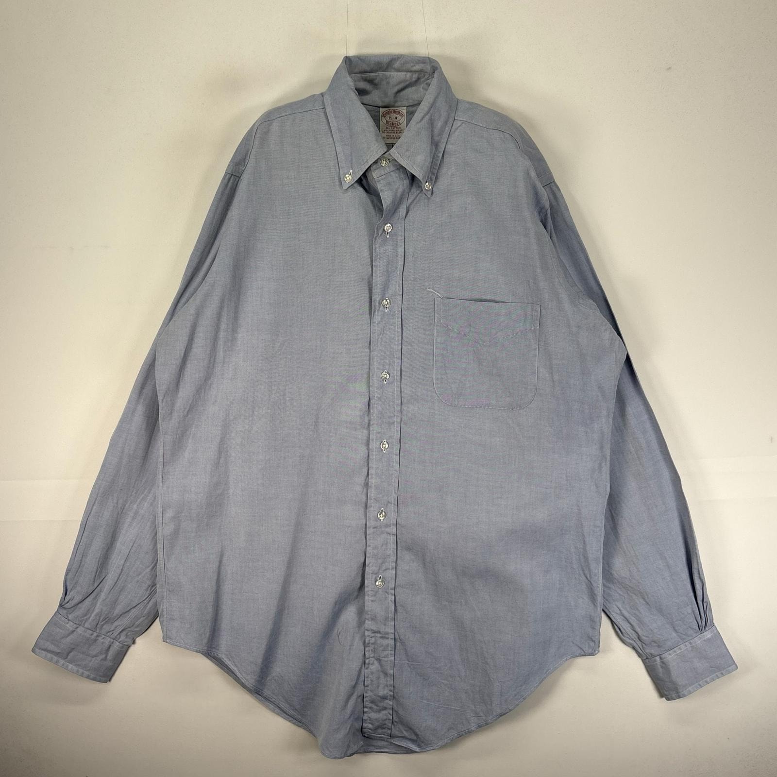 古着 90's/90年代 ヴィンテージ ブルックスブラザーズ Brooks Brothers 長袖シャツ ボタンダウン USA製 M  ブルー系 無地 メンズ