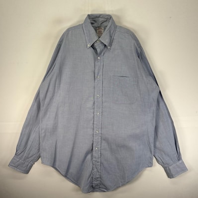 古着 90's/90年代 ヴィンテージ ブルックスブラザーズ Brooks Brothers 長袖シャツ ボタンダウン USA製 M ブルー系 無地 メンズ