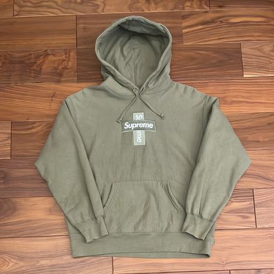 Supreme Cross Box Logo Hooded Sweatshirt "Light Olive"