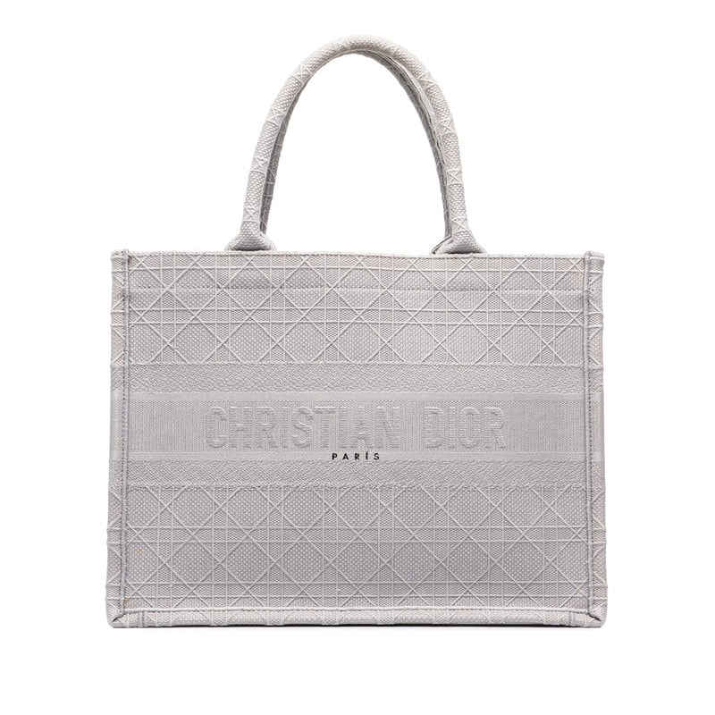 ディオール ブックトート ミディアム トートバッグ グレー キャンバス レディース Dior 中古