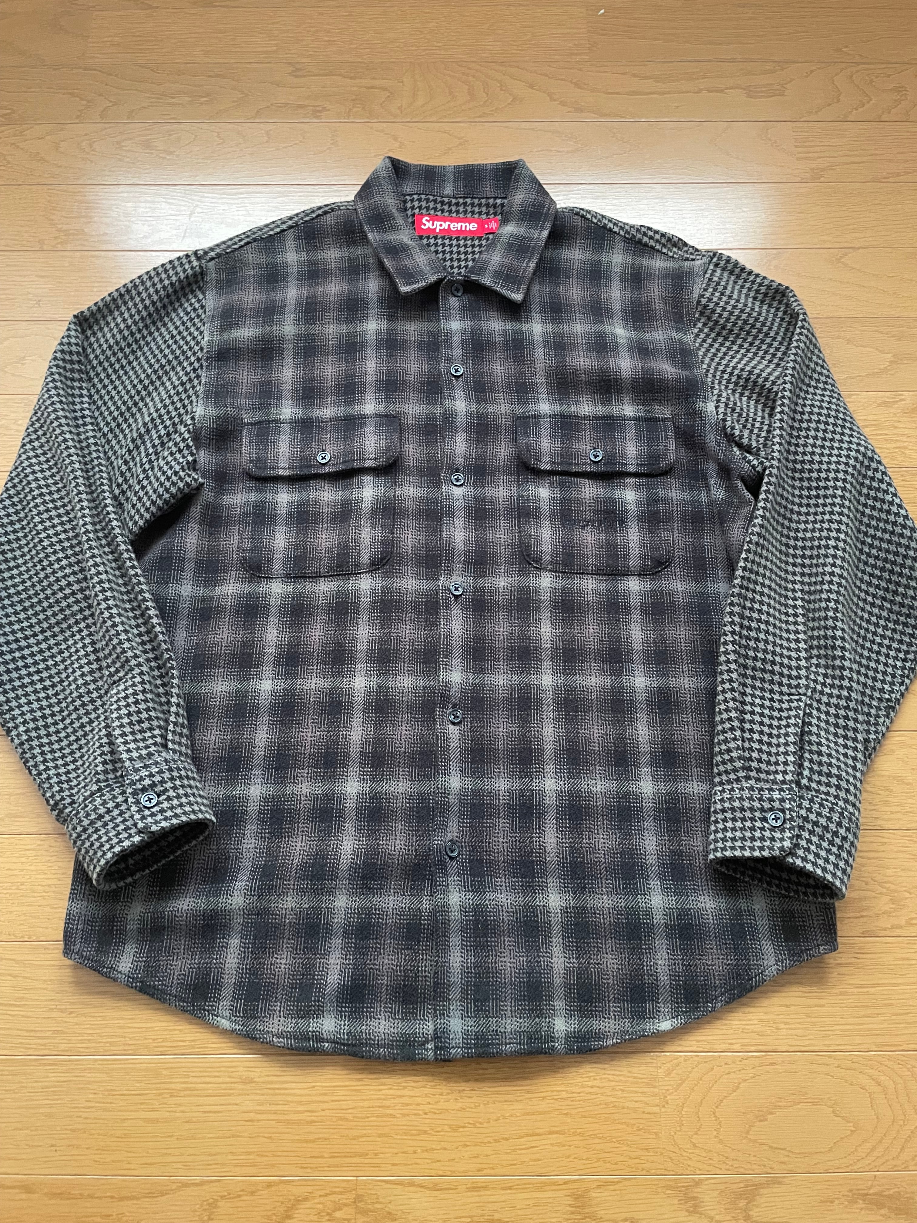 Supreme Houndstooth Plaid Flannel Shirt "Black"