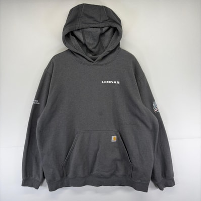 古着 カーハート Carhartt パーカー プルオーバー 刺繍デザイン 大きいサイズ ワンポイントロゴ ルーズフィット 2XL グレー系 メンズ