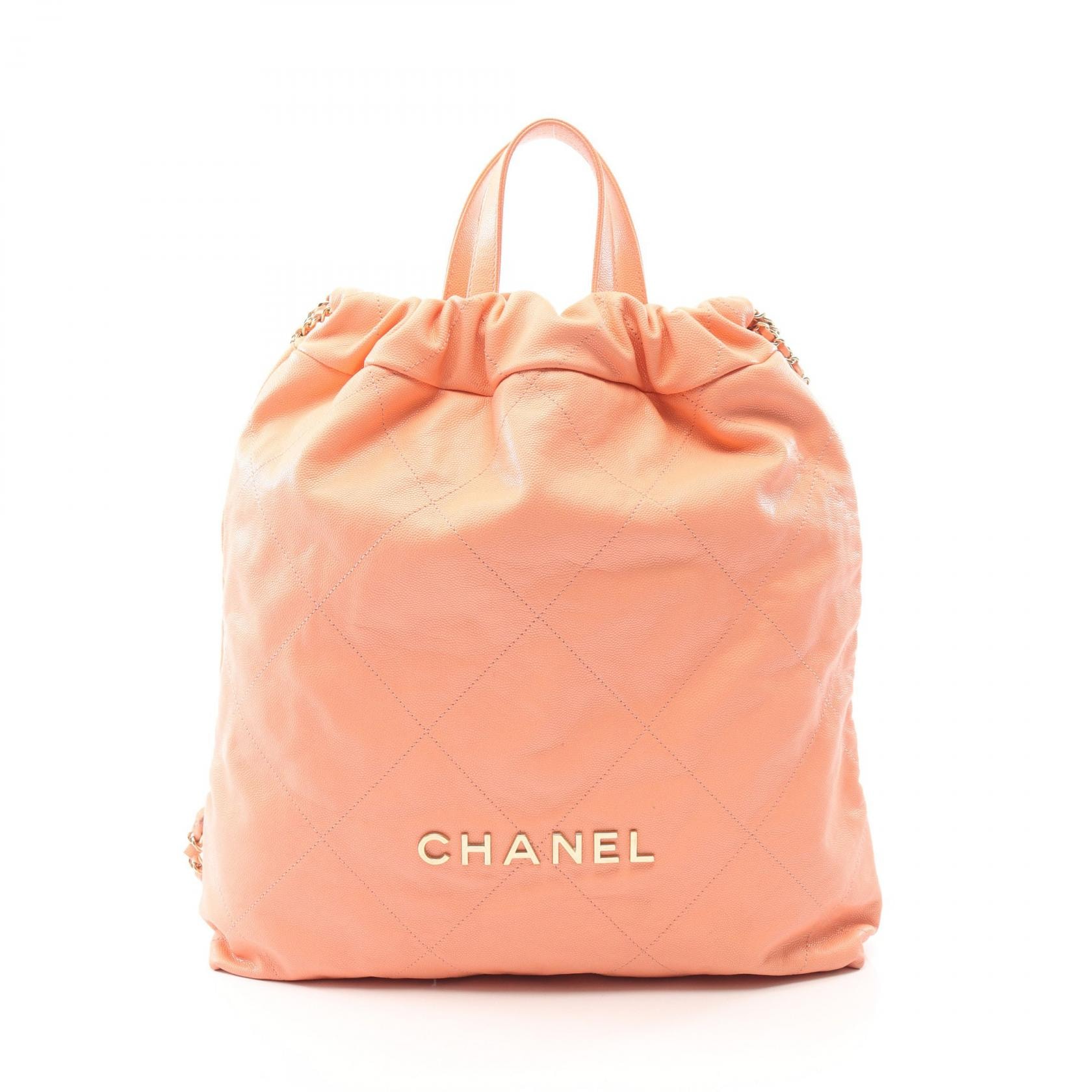 シャネル CHANEL シャネル 22 ラージ リュックサック バックパック バッグ キャビアスキン(グレインドカーフ) レディース オレンジ系 AS3313 【中古】