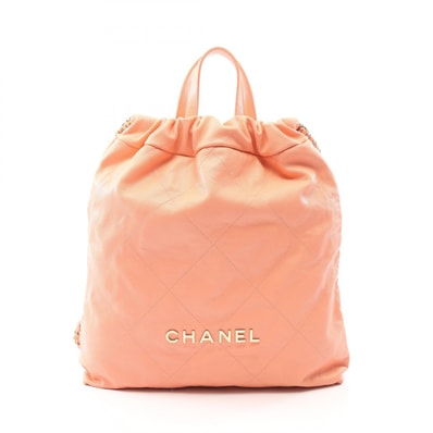 シャネル CHANEL シャネル 22 ラージ リュックサック バックパック バッグ キャビアスキン(グレインドカーフ) レディース オレンジ系 AS3313 【中古】
