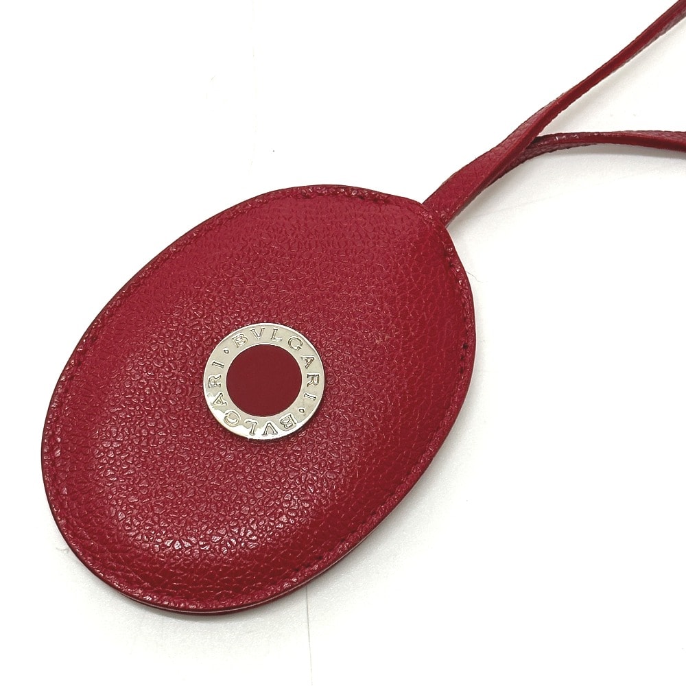 ブルガリ BVLGARI ロゴ キーリング ネックストラップ バッグチャーム レザー レッド