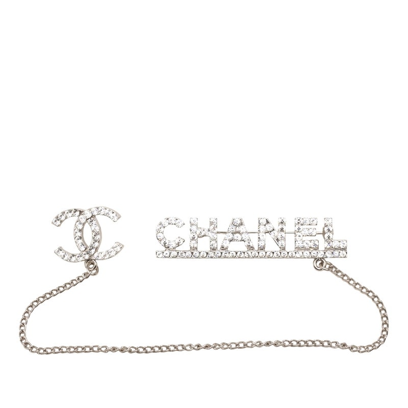 シャネル ココマーク ロゴ ブローチ 02P シルバー メタル ラインストーン レディース CHANEL 【中古】