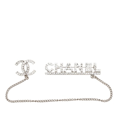 シャネル ココマーク ロゴ ブローチ 02P シルバー メタル ラインストーン レディース CHANEL 【中古】