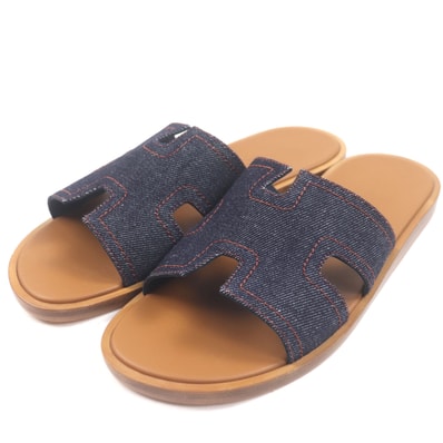 未使用品 エルメス サンダル イズミール インディゴ ブラウン メンズ 40