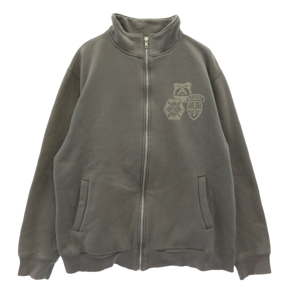 STUSSY ステューシー スウェット OLD オールド Sロゴ フロント バック プリント ジップアップ スウェット グレー系 L【中古】