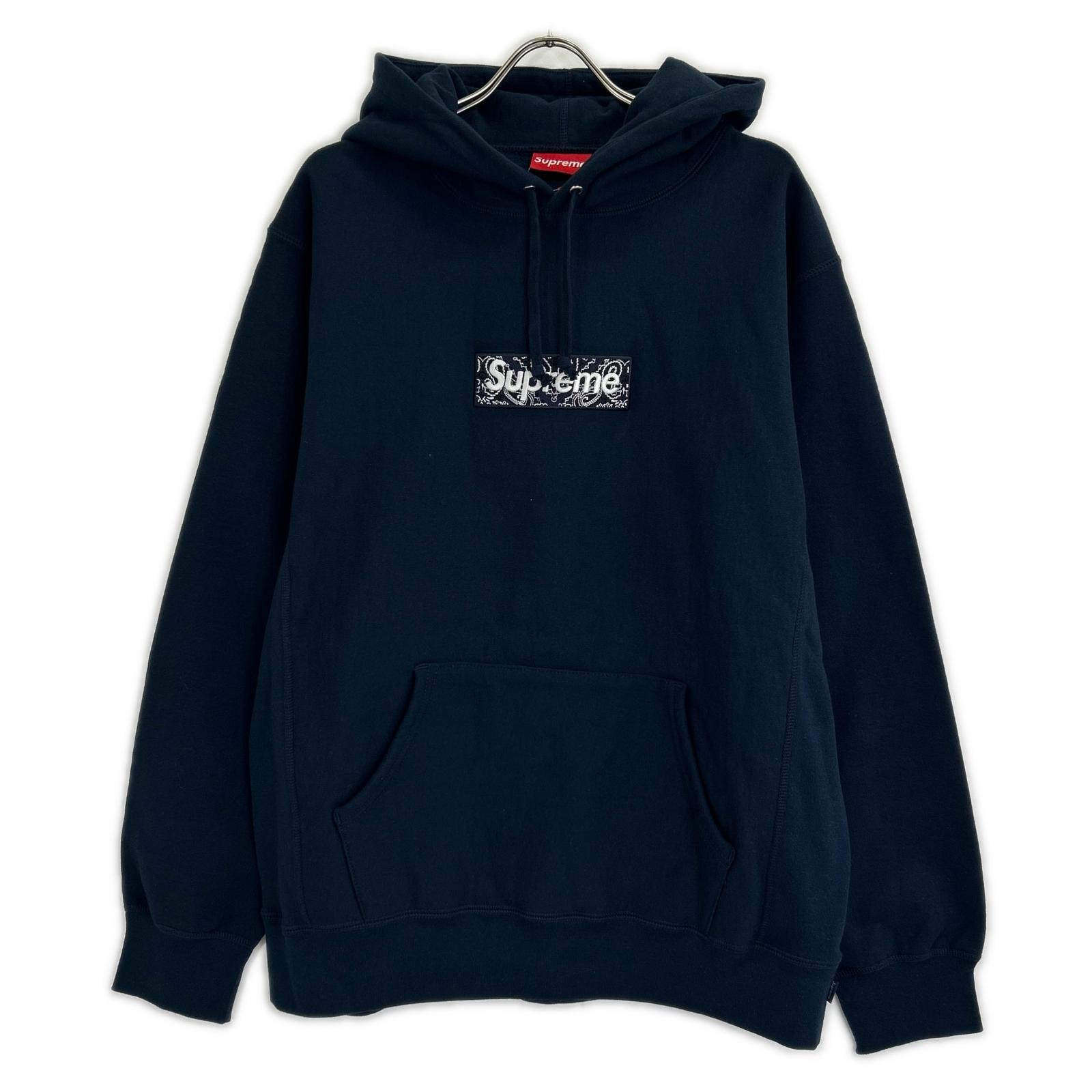 シュプリーム 新品未使用 19AW ネイビー Bandana Box Logo Hooded バンダナボックスロゴパーカー XL