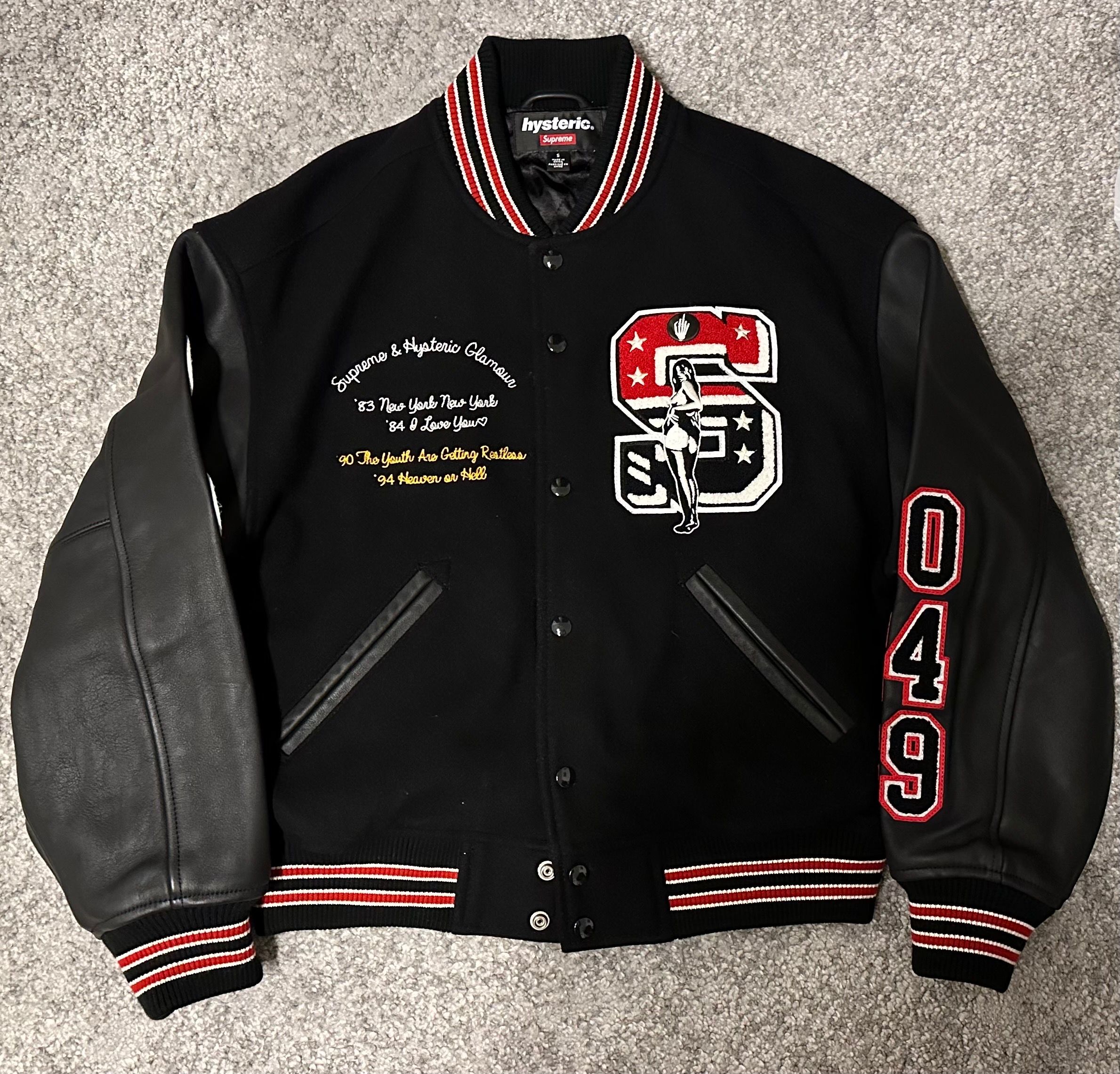 Supreme x HYSTERIC GLAMOUR Varsity Jacket "Black"